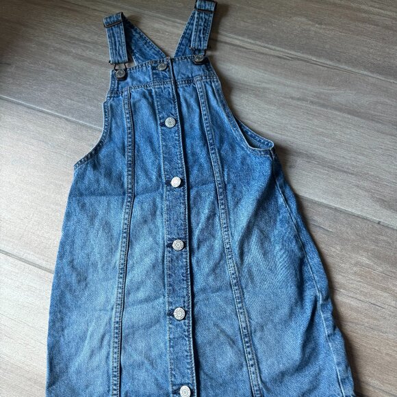 GAP Denim Button-Up Overall Dress, Kids Size Medium - Picture 1 of 5